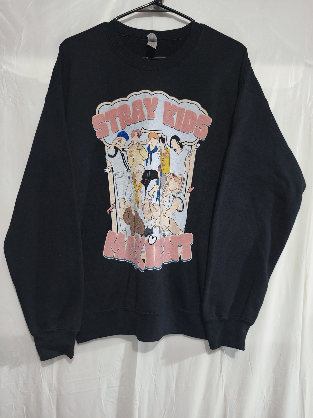 Black Graphic Crewneck Sweatshirt Unisex Adults